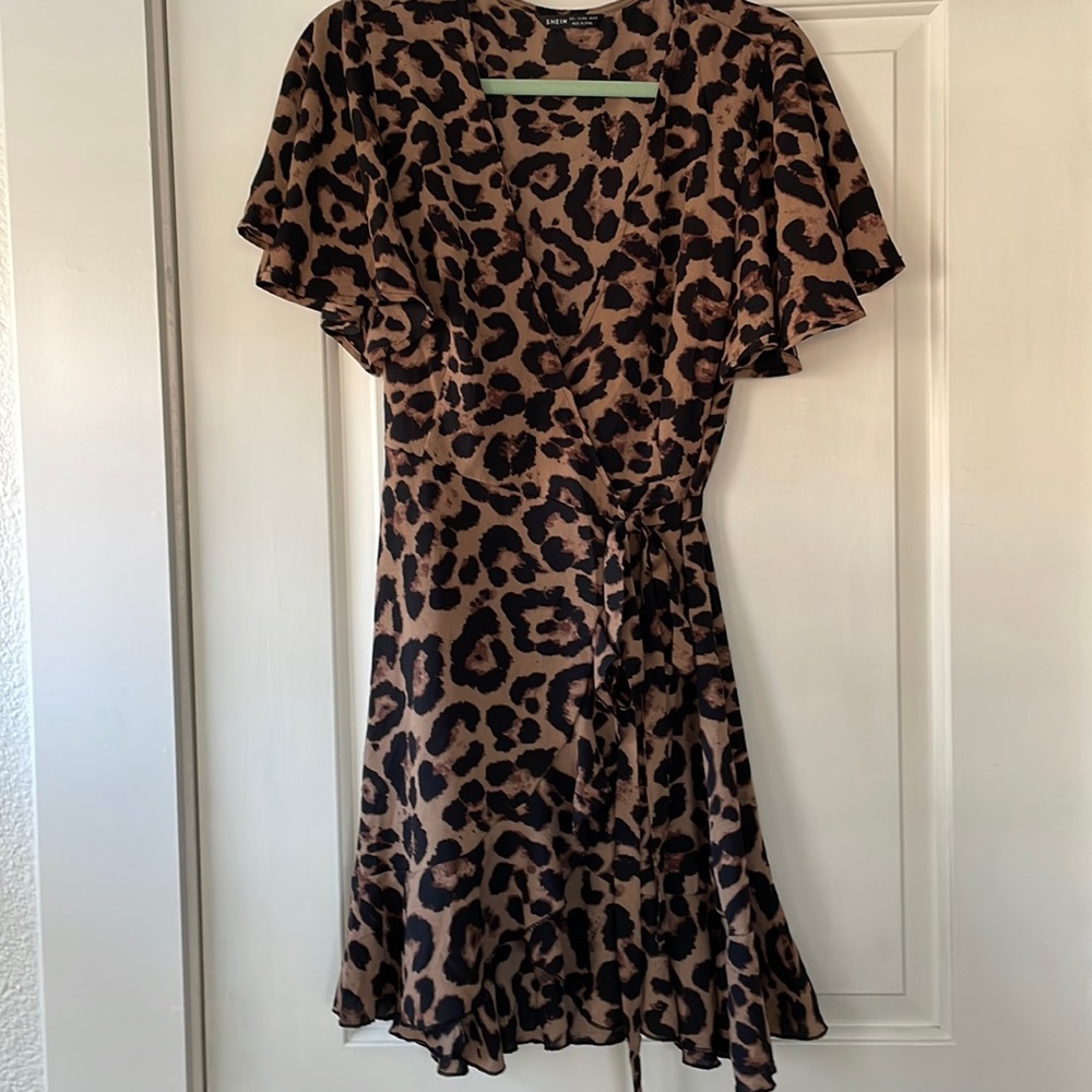 Shein ladies animal print wrap dress